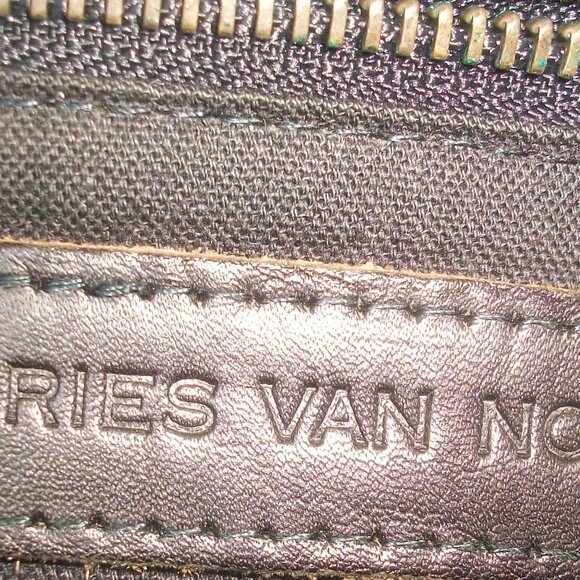 DRIES VAN NOTEN Large Oiled-Cotton & Leather Crossbody Luxury Rustic Rucksack - Picture 5 of 12